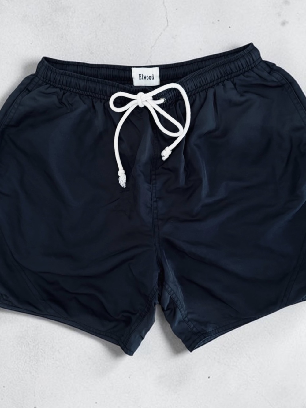 Elwood Black Nylon Shorts with White Drawstring